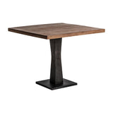 Loft stílusú bisztróasztal pácolt mangófa asztallappal – perspektivikus nézet