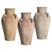 Óriás méretű, antikolt felületű, mediterrán stílusú, terrakotta padlóváza