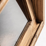 Kortárs stílusú, natúr színű, újrahasznosított fenyőfából készült, vitrines, display szekrény