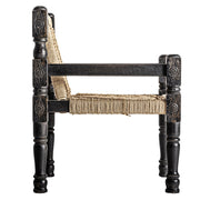 Kortárs stílusú, újrahasznosított fenyőfából készült, antikolt fekete színű karosszék