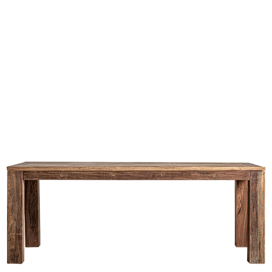 Kortárs stílusú, újrahasznosított fenyőfából készült, natúr színű étkezőasztal 