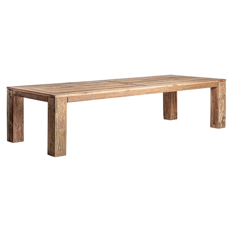 Natúr színű Backlyn étkezőasztal újrahasznosított fenyőfából – perspektivikus nézet, 270 cm