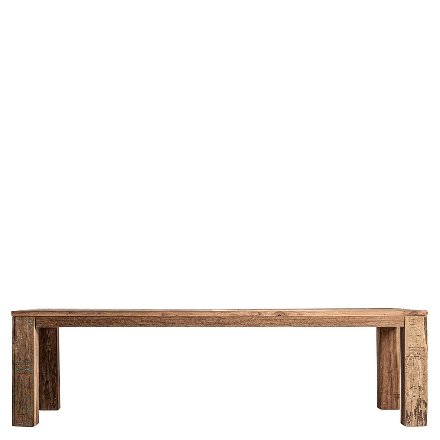 Kortárs stílusú, újrahasznosított fenyőfából készült, natúr színű étkezőasztal