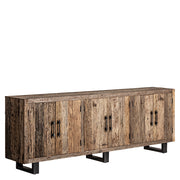 Kortárs stílusú, natúr színű, újrahasznosított fenyőfából készült tálaló.