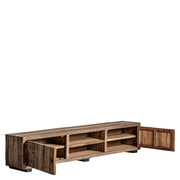 Kortárs stílusú, natúr színű, újrahasznosított fenyőfából készült TV-szekrény