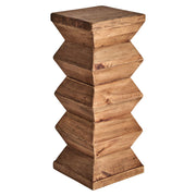 Kortárs stílusú, natúr színű, újrahasznosított fenyőfából készült, posztamens.