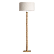 Art Deco stílusú, aranyszínű fémből és bézs színű márványból készült, állólámpa fehér színű lámpaernyővel