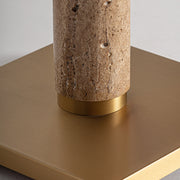 Art Deco stílusú, aranyszínű fémből és bézs színű márványból készült, állólámpa fehér színű lámpaernyővel