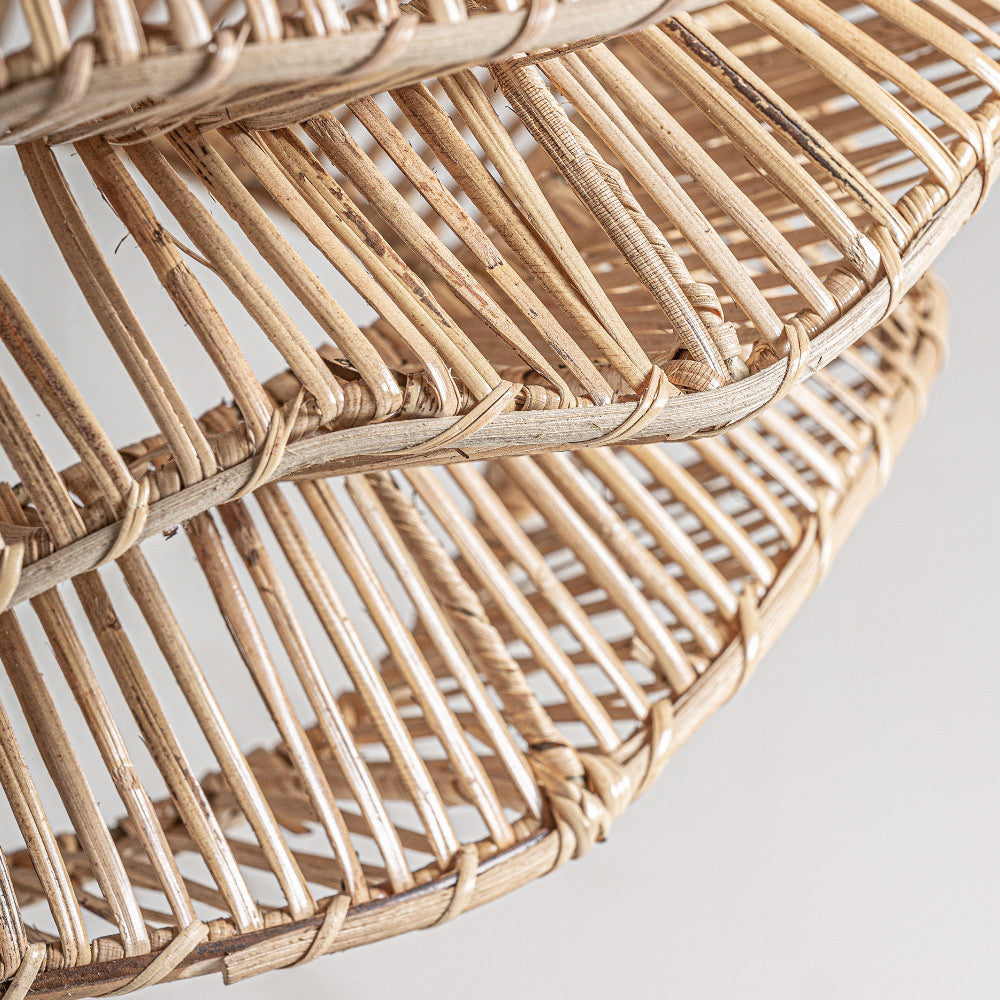 Kortárs-japandi sítlusú, natúr színű, rattanból készült, design függeszték lámpa