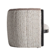 Erbach fotel oldalsó nézet – buklé hatású kárpit és fekete fa szerkezet