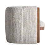 Erbach fotel oldalsó nézet – buklé hatású kárpit és barna fa szerkezet