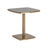 Barna márvány asztallapos, aranyszínű acél vázas bisztróasztal perspektivikus nézet – Valreas