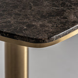 Sötétbarna márvány asztallap lekerekített éllel közelről – Valreas kollekció