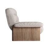 Jacquard fotel oldalnézet – párnázott ülés és háttámla, natúr nyírfa blokk-lábazat