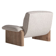 Jacquard fotel hátulról – bézs textúrájú kárpit és tömörfa szerkezet