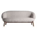 Jacquard kanapé frontális nézet – bézs buklé kárpittal és nyírfa lábakkal