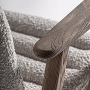 Natúr nyírfa karfa vége közelről – Jacquard karfás szék