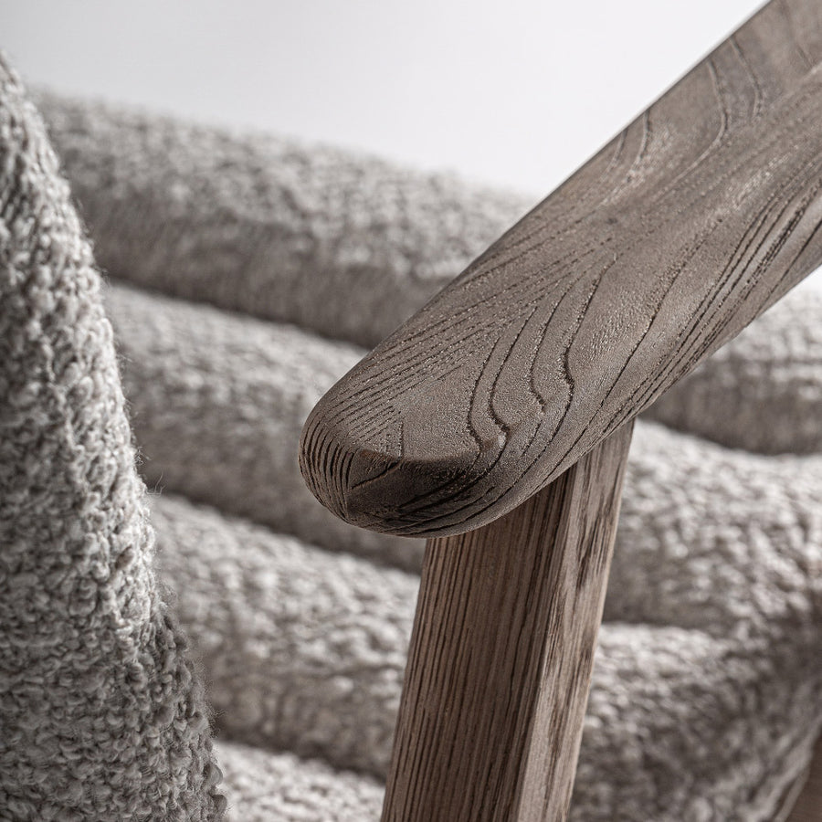 Natúr nyírfa karfa vége közelről – Jacquard karfás szék