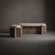 Jacquard pad és ülőke enteriőrben – naturális, modern kompozíció