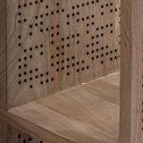 Jacquard könyvespolc belső rekesz és perforált háttér közelről