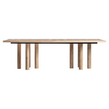 Jacquard étkezőasztal tömör mangófával és traventin kőbetétekkel – frontális nézet