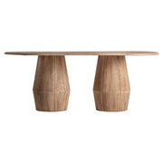 Jacquard ovális étkezőasztal natúr mangófából – két tömörfa lábbal