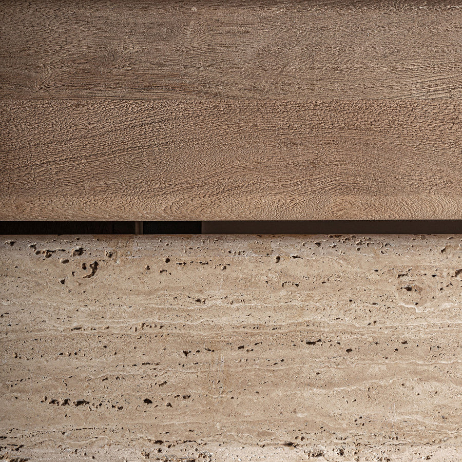 Barna-bézs árnyalatú márványbetét közelről – Jacquard dohányzóasztal