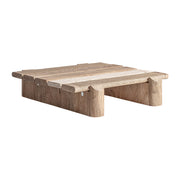 Jacquard dohányzóasztal oldal- és perspektivikus nézet – mangófa, márvány és kötélfonat kombinációja