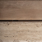 Barna-bézs árnyalatú márványbetét közelről – Jacquard dohányzóasztal