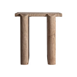 Natúr mangófa Jacquard lerakóasztal – kötélfonatos, perforált és márvány paneles fedlappal, frontális nézet