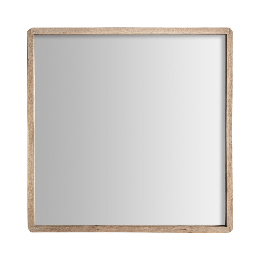 Jacquard falitükör elölnézet – natúr mangófa keret 90 × 90 cm