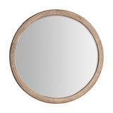 Jacquard kör alakú falitükör elölnézet – natúr mangófa keret 98 cm átmérővel