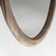 Mangófa keret alsó ívének részlete – Jacquard falitükör természetes faerezettel