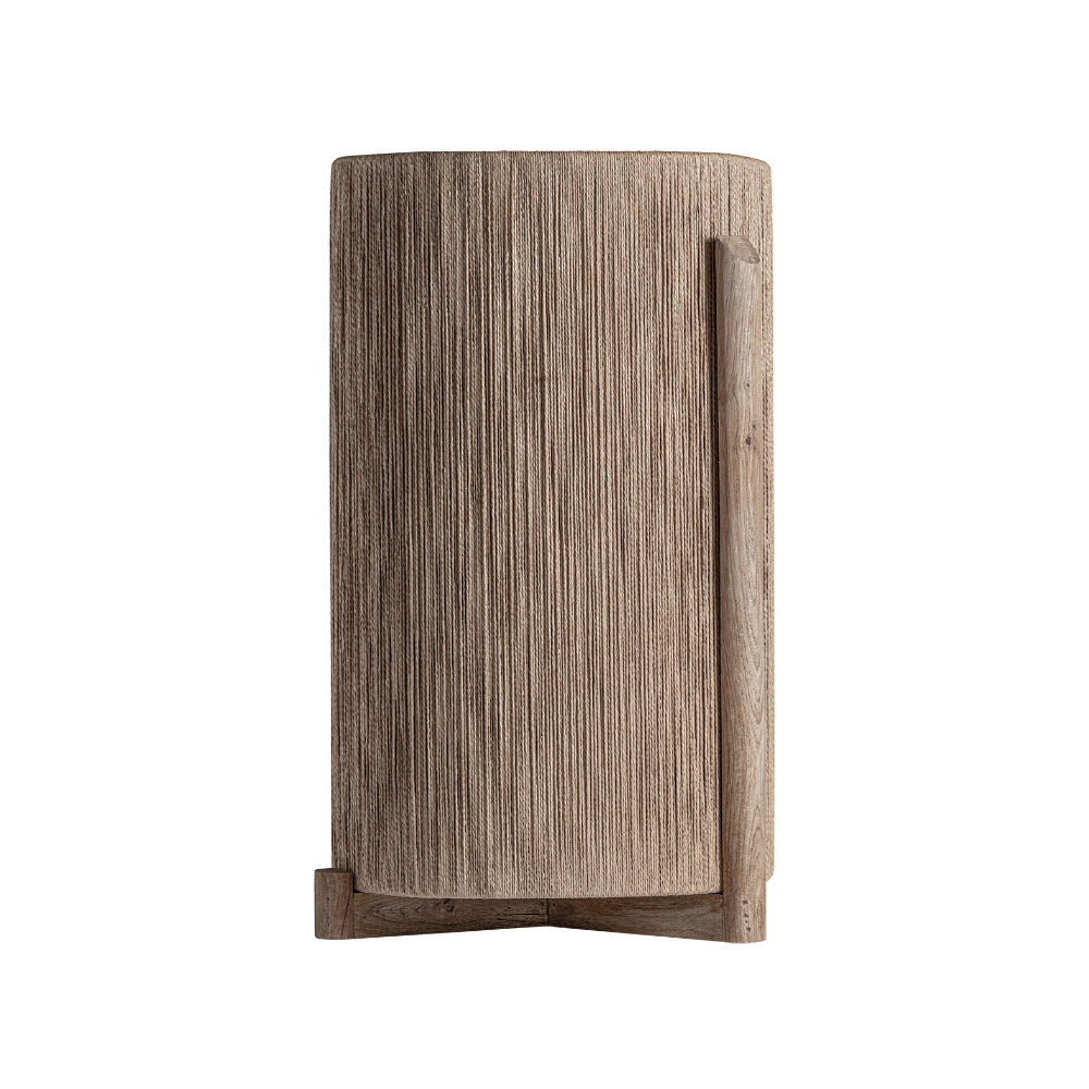 Natúr mangófa és raffia fonatú Jacquard dekor kaspó – frontális nézet, 64×60×105 cm