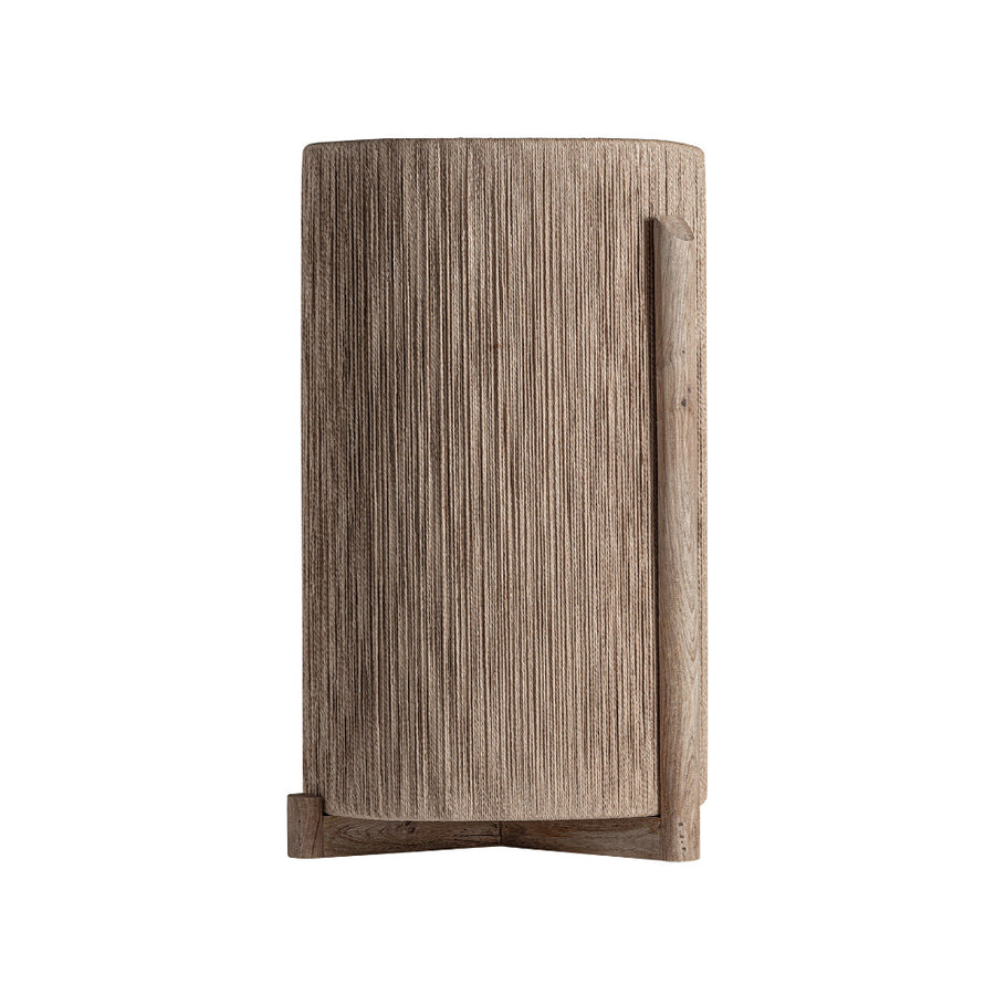 Natúr mangófa és raffia fonatú Jacquard dekor kaspó – frontális nézet, 64×60×105 cm