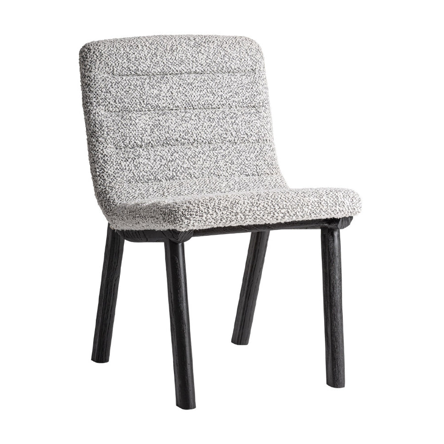 Jacquard szék háromnegyedes nézet – buklé kárpittal és fekete nyírfa lábakkal