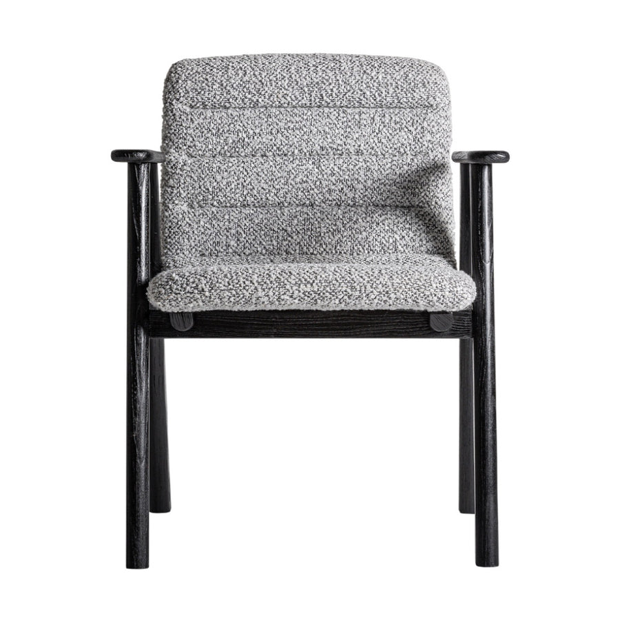 Jacquard karfás szék elölnézet – buklé kárpitozott háttámlával