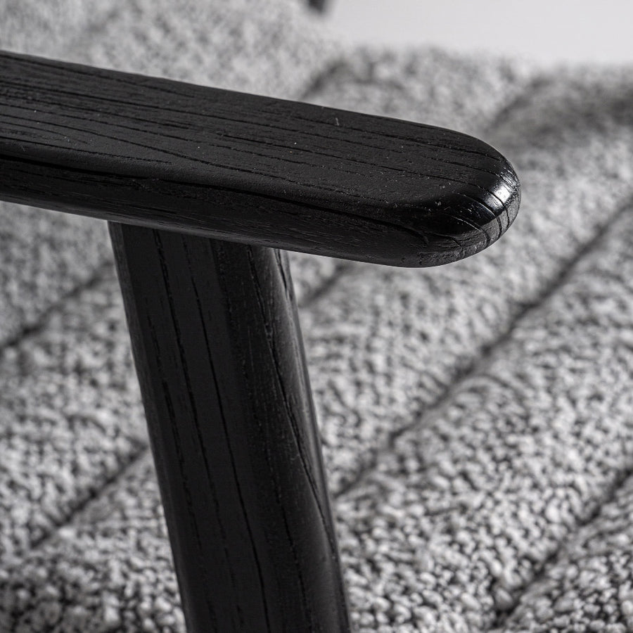 Fekete nyírfa karfa részlete – Jacquard karfás szék