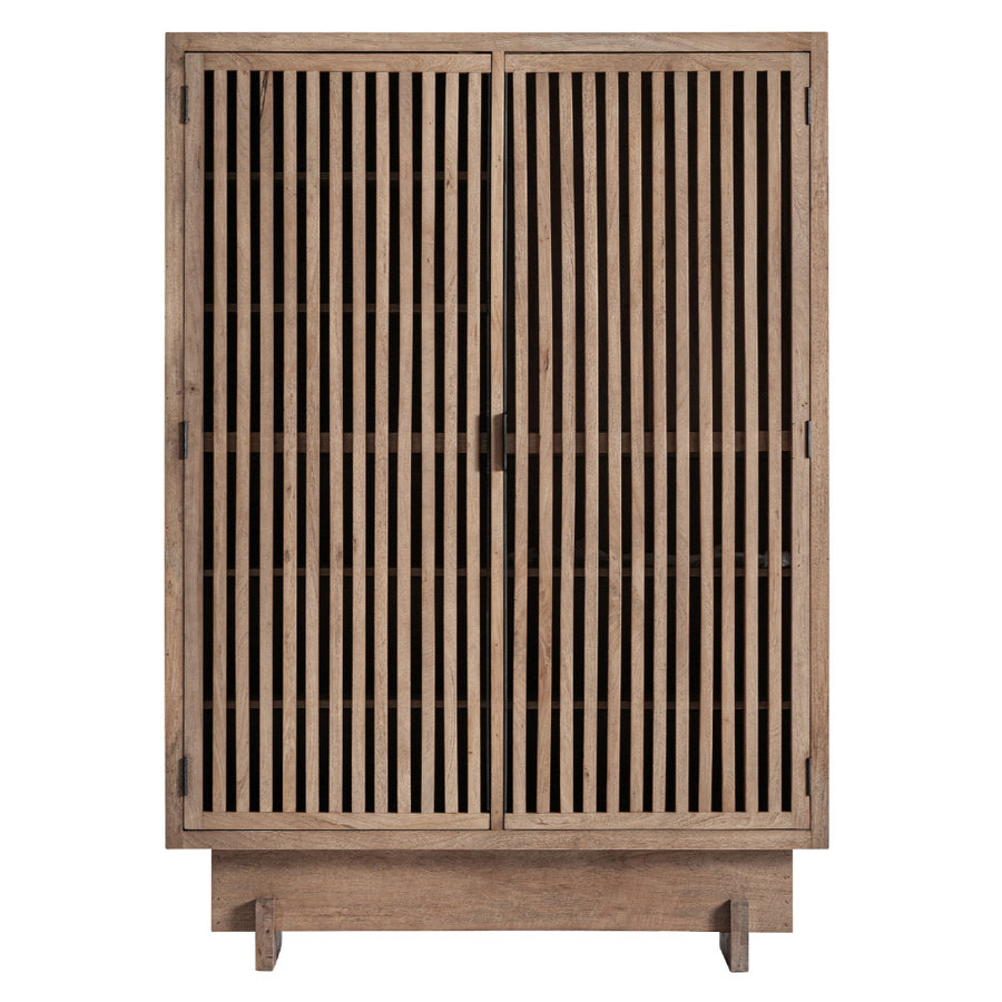 Gàbia mangófa gardróbszekrény elölnézetben, függőleges lamellázott fronttal