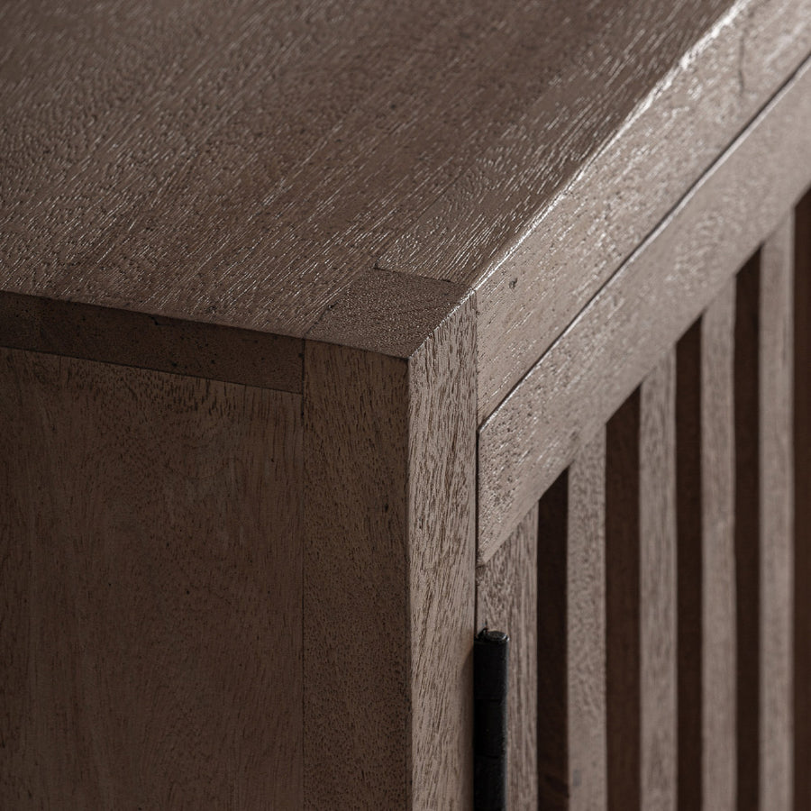 Gàbia mangófa TV-állvány sarokrészlet, homokfúvott felülettel