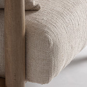 Ülőfelület közeli nézet – pamut kárpit és párnázás részlete