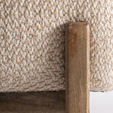 Fa és kárpit találkozása – mangófa szerkezet és jutaszőttes kárpit részlete