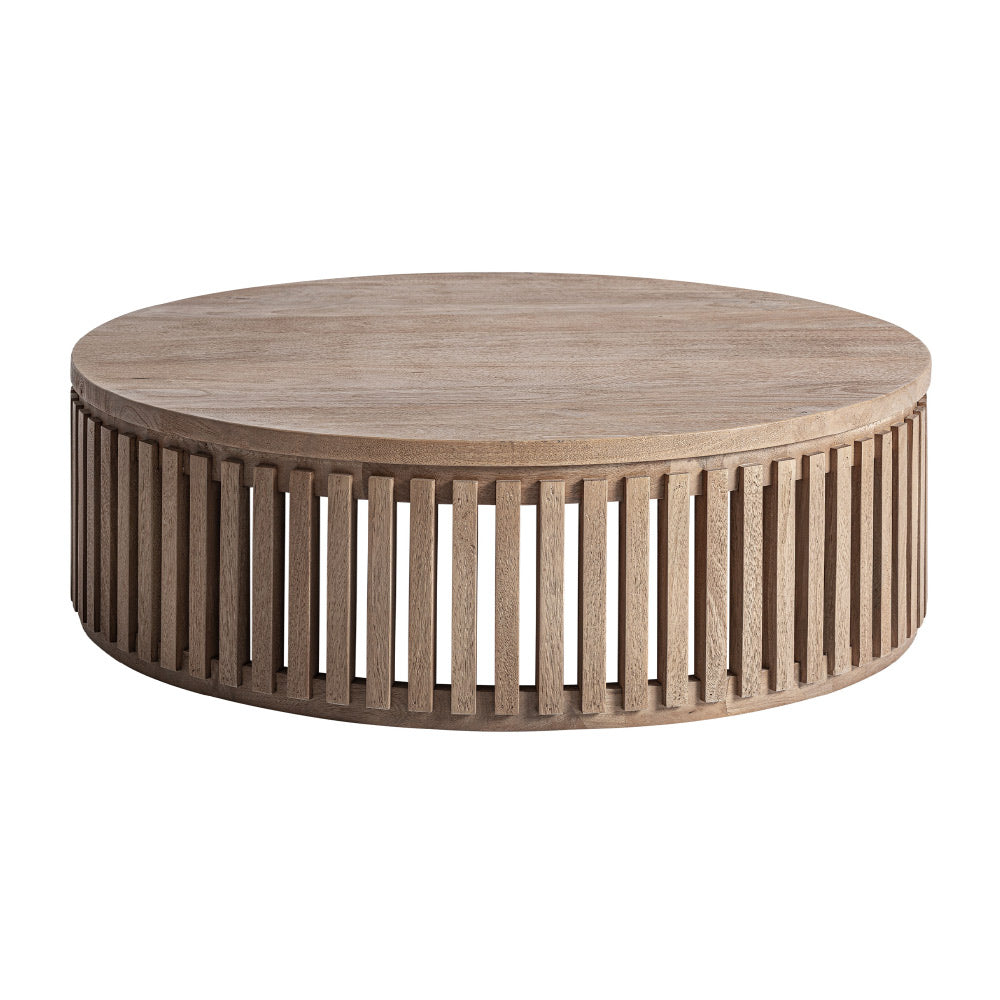 Natúr színű mangófa dohányzóasztal 101 cm – kerek forma, Gàbia kollekció