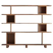 Brusque tölgyfa könyvespolc – frontális nézet, öt polcos kialakítás