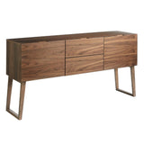 Kortárs stílusú, diófa furnérral borított, dizájn komódszekrény.