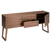 Kortárs stílusú, diófa furnérral borított, dizájn komódszekrény.