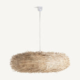 Fészek formájú kézműves design függeszték lámpa rattanból.
