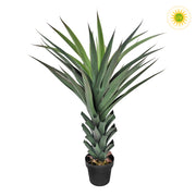 AGAVE UV álló mű agave 120 cm fekete kaspóban, modern zöld növény dekoráció