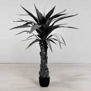 Kortárs enteriőrbe helyezett 150 cm magas fekete agave műnövény.