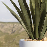 AGAVE mű növény részletgazdag, hosszú zöld levelekkel és természetes hatású kavics dekorációval
